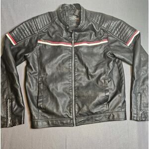 VTG Hard Edge Jacket Mens Size Large Black Red Stripes W/Shoulder Ribbed 5 Pckts